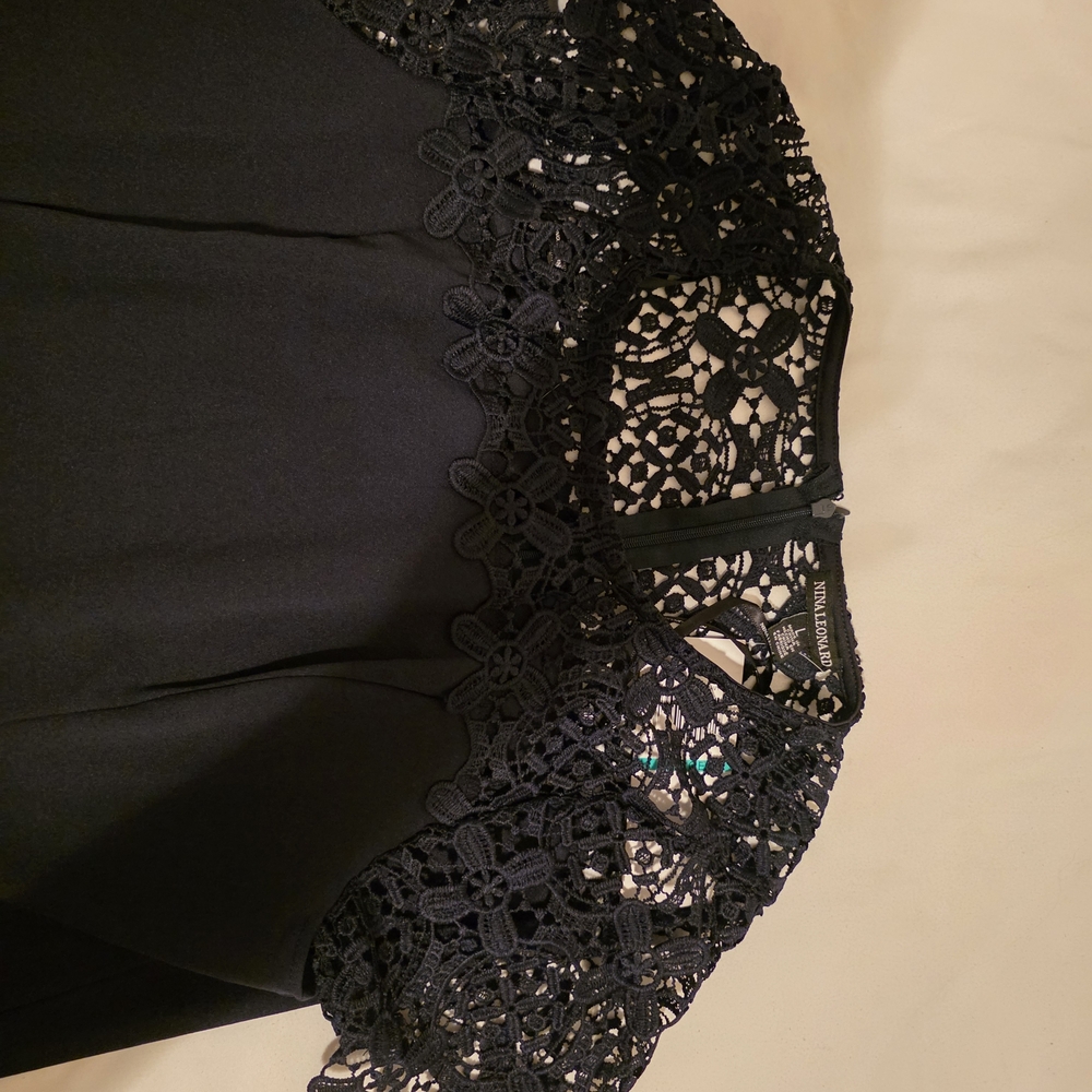 Nina Leonard Black Lace Mini Dress